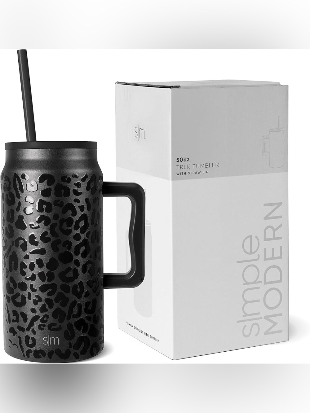 Simple Modern Black Leopard Trek Tumbler 50oz
